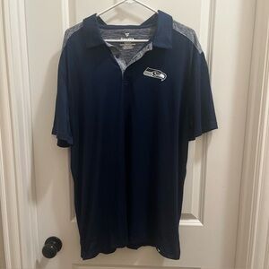 NFL Fanatics Mens Seattle Seahawks Polo Shirt Size XL Blue Logo Football Casual